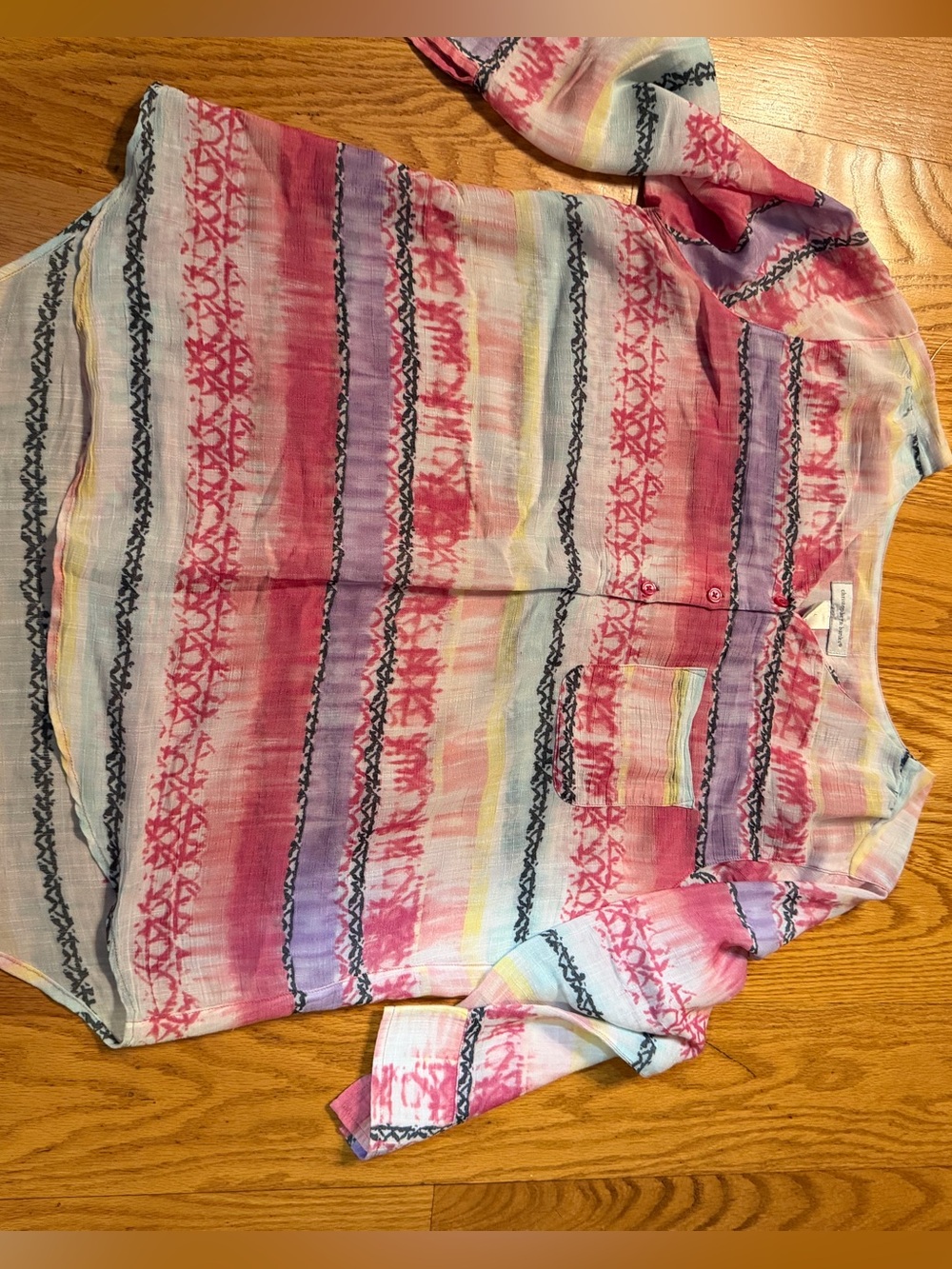 Lightweight Pink & Purple Striped Women's Blouse Large